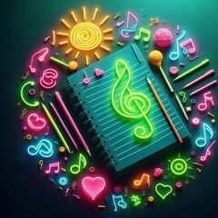 Poster - neon notes bright neon colors like green pink and yellow