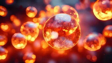 Poster - Abstract glowing spheres floating in a colorful space, evoking a futuristic and ethereal atmosphere