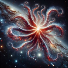 Poster - octopus shaped galaxy a galaxy shaped like an octopus with long