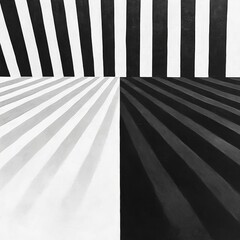 Poster - A striking abstract composition of black and white stripes creating a bold visual contrast and dynamic perspective.