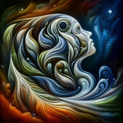 Poster - organic abstraction symbolizes fluidity growth and nature