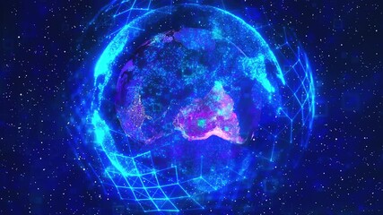 Poster - Digital Earth with stroke blocks. Computer generated