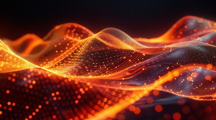 Poster - Abstract digital wave of particles. Futuristic point wave. Technology background.