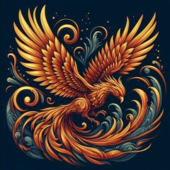 Poster - Phoenix Detailed illustration of a mythical phoenix in flight