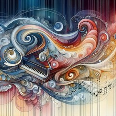 Poster - piano sonata flowing lines and delicate colors dance across the