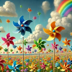 Poster - Pinwheels Whimsical spinning pinwheels