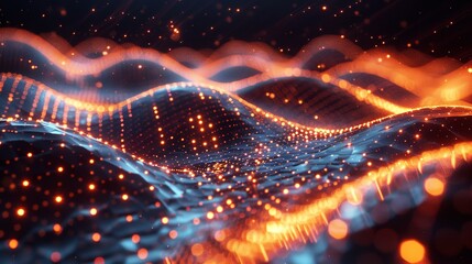 Poster - Abstract digital wave of particles. Futuristic point wave. Technology background.