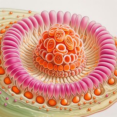 Fototapete - Pollen Tube Path Detail Depict the path of a pollen tube as it t