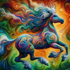 Poster - Psychedelic Centaur Centaur with vibrant colors swirling pattern