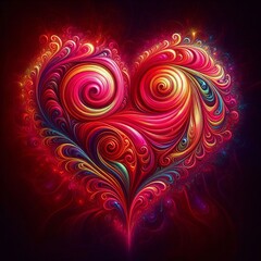Poster - psychedelic heart a heart rendered in a vibrant swirling style s