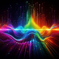 Poster - rainbow sound wave a sound wave rendered in a spectrum of colors