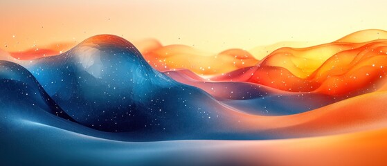 Wall Mural - Abstract waves of color blending in a serene landscape.