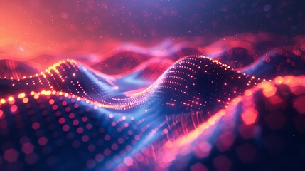 Poster - Abstract digital wave of particles. Futuristic point wave. Technology background.