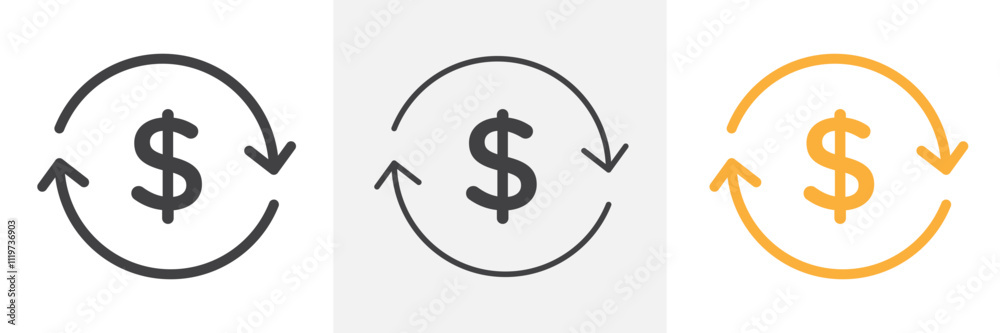 Exchange rate icon collection in black and colored style. Stock Vector ...