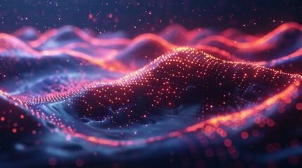 Poster - Abstract digital wave of particles. Futuristic point wave. Technology background.