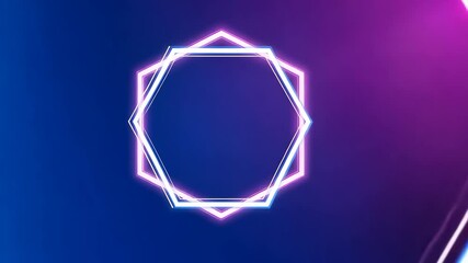 Poster - Abstract Neon Hexagon Design with Vibrant Blue and Pink Background for Modern Aesthetics