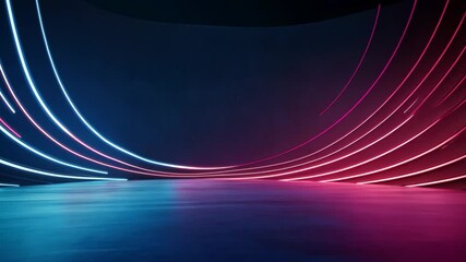 Poster - Futuristic Abstract Background with Neon Lines and Curved Light Patterns for Creative Designs