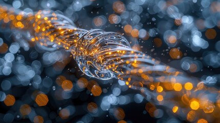 A close-up shot of a glass object with warm lights in the background, ideal for use in promotional materials or product displays