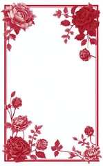 Wall Mural - A decorative frame featuring rich red roses, perfect for invitations, greeting cards, or artistic displays.