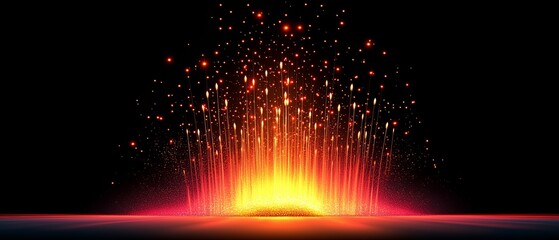 Poster - bright orange flame with a lot of sparks surrounding it. the image has a fiery and energetic mood