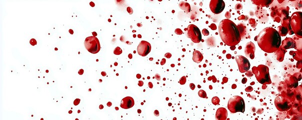 Poster - Vivid Red Splashes of Liquid on White Background for Creative and Artistic Imagery