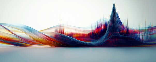 Poster - Abstract colorful wave forms with dynamic lines and peaks in a fluid motion design for modern art and technology visuals