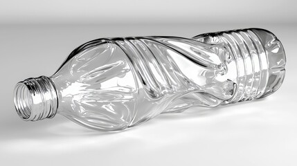 Poster - Transparent Plastic Bottle with Unique Twisted Design on a Light Background for Minimalist Visual Aesthetic