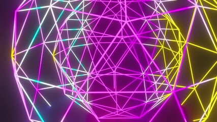 Fototapete - Neon gradient glowing mesh. Computer generated