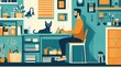© doro - Man working at home desk with cat.