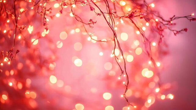 Christmas and New Year background with bokeh lights and branches. - Generated AI
