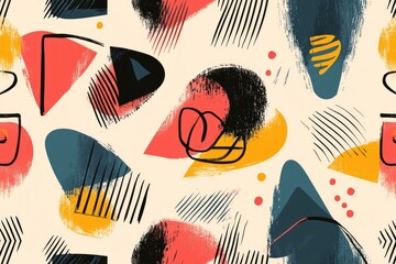 Poster - A pattern of abstract shapes on a white background