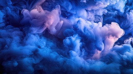 Poster - abstract blue and pink smoke patterns on a dark background creating a captivating and colorful atmos