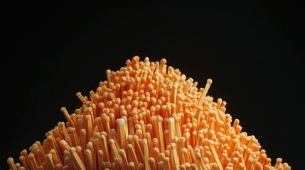 Aufkleber - Pile of wooden matchsticks arranged in a mound isolated on a black background creating a dramatic and striking visual effect
