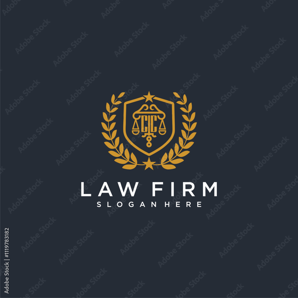 CC letter monogram logo for lawfirm with pillar & leaf image design ...