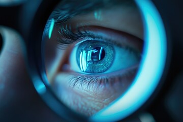 Wall Mural - a close-up shot of someone investigating an object with a magnifying glass