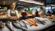 © Marko - cheerful fishmonger warmly engages customers at a vibrant and bustling seafood market