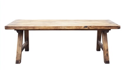 Aufkleber - Empty wooden table on white background ideal for product display and branding showcasing vintage style and ample free space for copy.