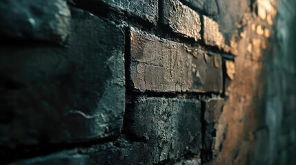 Poster - Textured aged brick wall background with shadows and highlights for design and architectural use