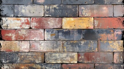 Poster - Vintage brick wall texture with gritty and weathered appearance in a warm color palette for design and background use.