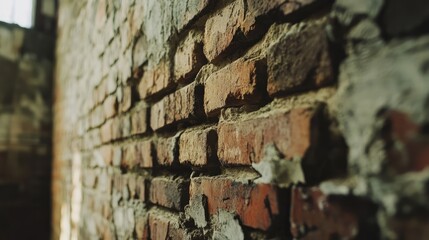 Poster - Vintage brick wall texture showcasing weathered bricks and rustic charm in an industrial setting. Ideal for backgrounds and design projects.