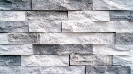 Poster - Textured gray and white brick wall abstract background geometric pattern for modern design elements wallpaper and display templates