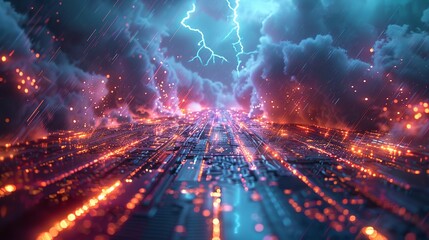 Poster - Future artificial intelligence technology concept, abstract circuit background.