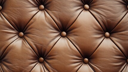 Poster - Textured brown full grain leather background with button tufting showcasing rich color and tactile quality for design projects.