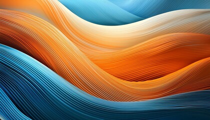 Wall Mural - abstract orange blanc and blue background with waves