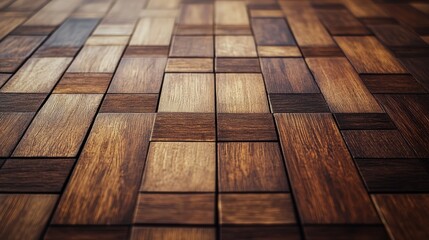 Poster - Brown wood floor tile background with grunge texture showcasing an intricate wooden pattern and warm earthy tones.