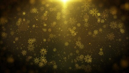 Aufkleber - Glittering gold particle background greeting merry Christmas footage with lens flare shinning light. Abstract blur bokeh for new year festival 4K motion loop
