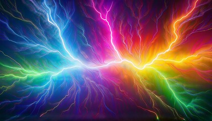 Wall Mural - colorful abstract background with lightning streaks in a rainbow gradient rainbow lightning abstract