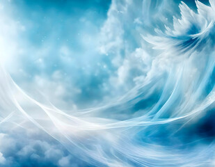 Wall Mural - abstract celestial blue and white winter background, empty graphic romantic background with copy spa