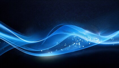 Wall Mural - abstract blue colors gradient wave on black background blurry lights on dark noise texture copy spac