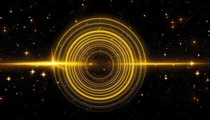 Wall Mural - yellow thin line on black background with stars